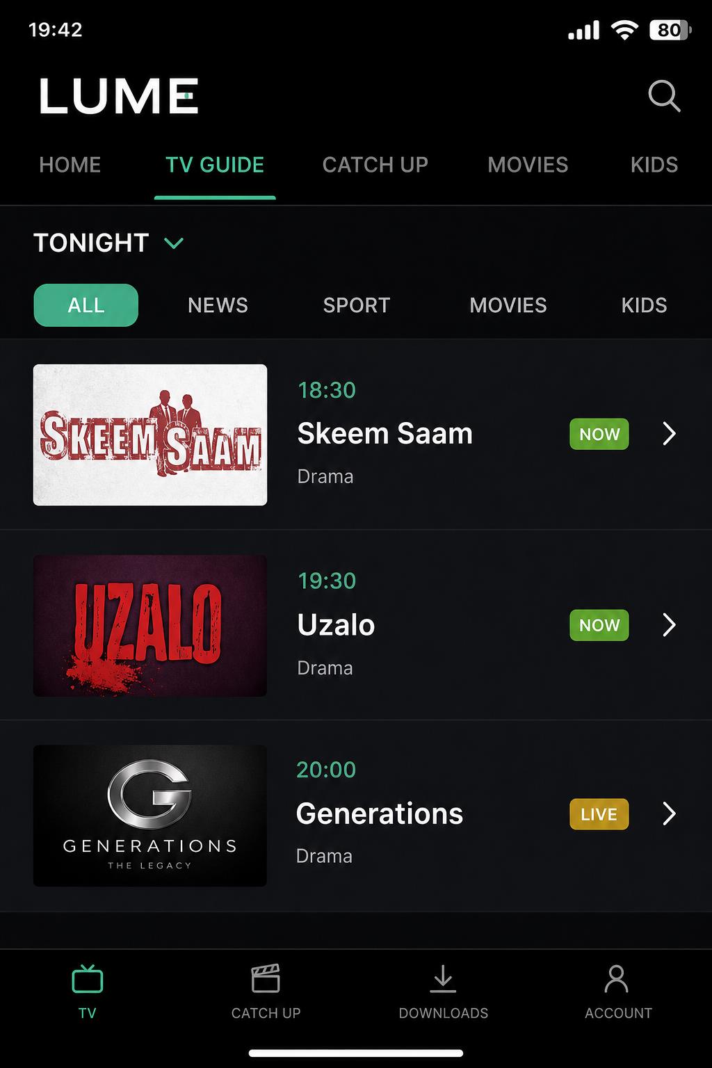 VUKA TV guide